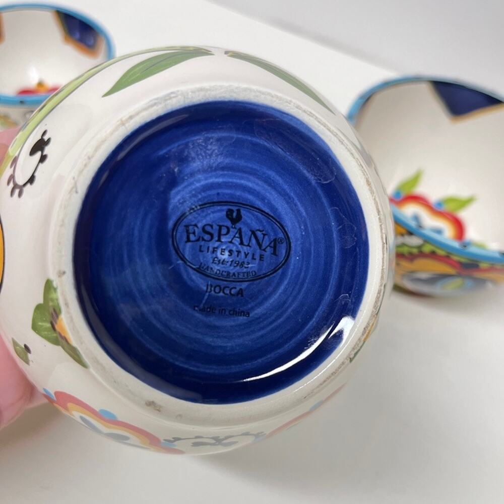 Espana Lifestyle Bocca 4pc Small Nesting Bowl Set Spanish Floral Scroll - Picture 4 of 5
